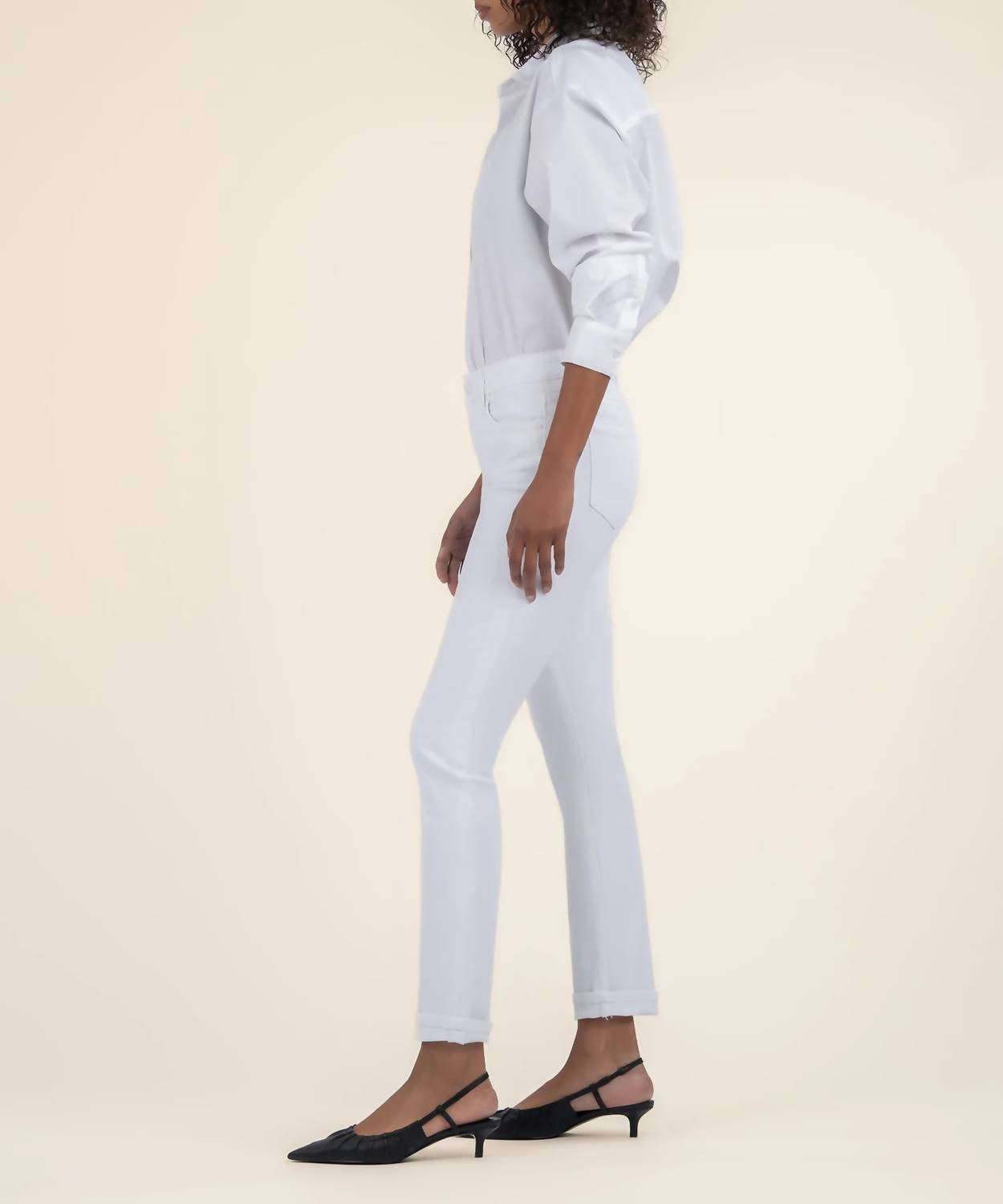 KUT FROM THE KLOTH Catherine Boyfriend Jean in white - women's jeans - detail view