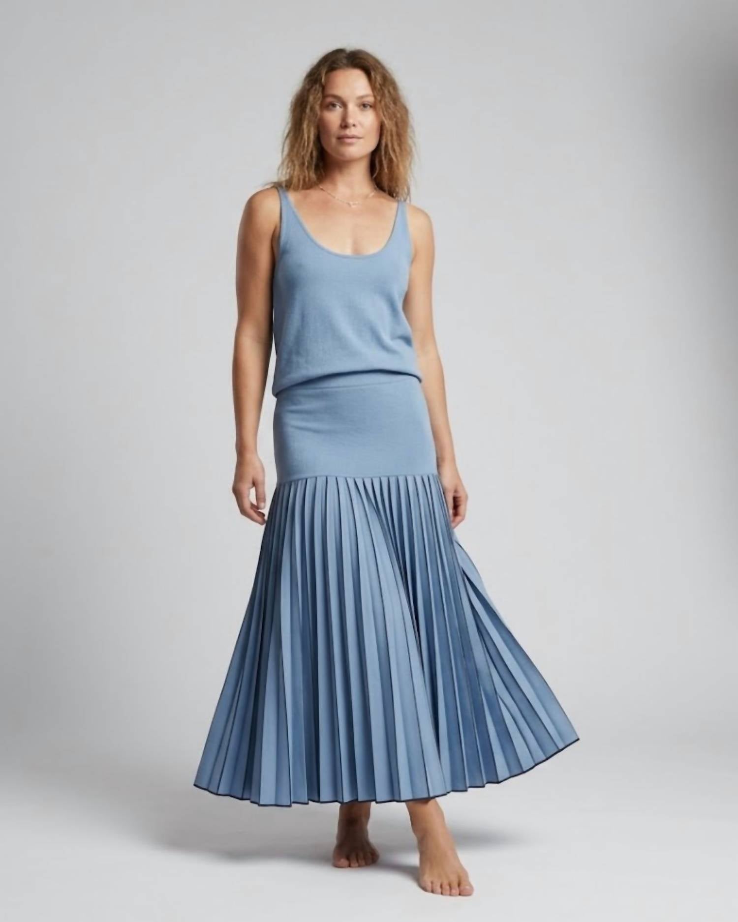 Lyla Grace Grace Pleated Skirt in blue - women's skirt - alternate view