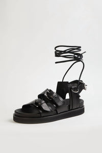 WEDGE SANDALS WITH ANKLE TIE