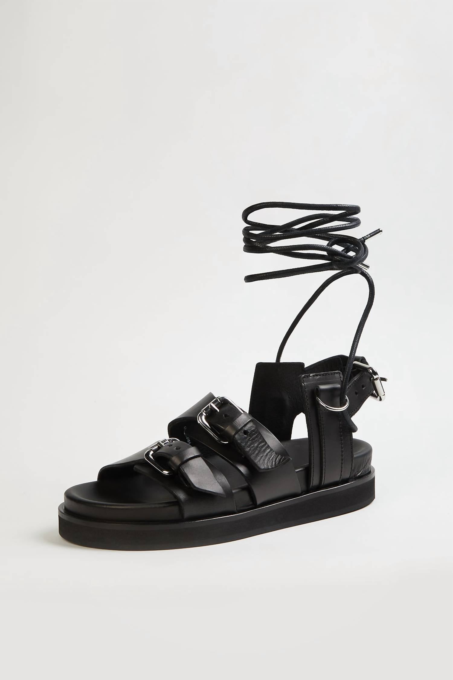 WEDGE SANDALS WITH ANKLE TIE