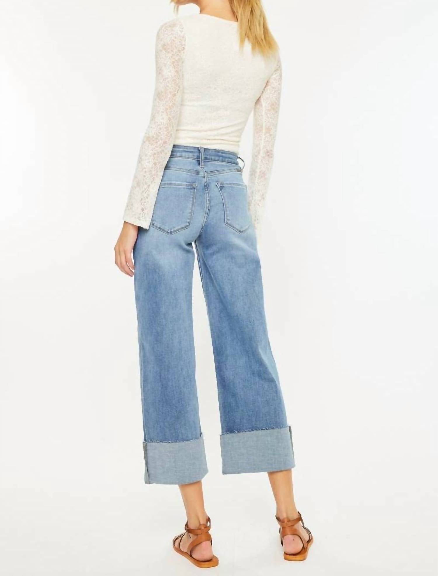 Kancan - High Rise Crop Wide Leg Jeans