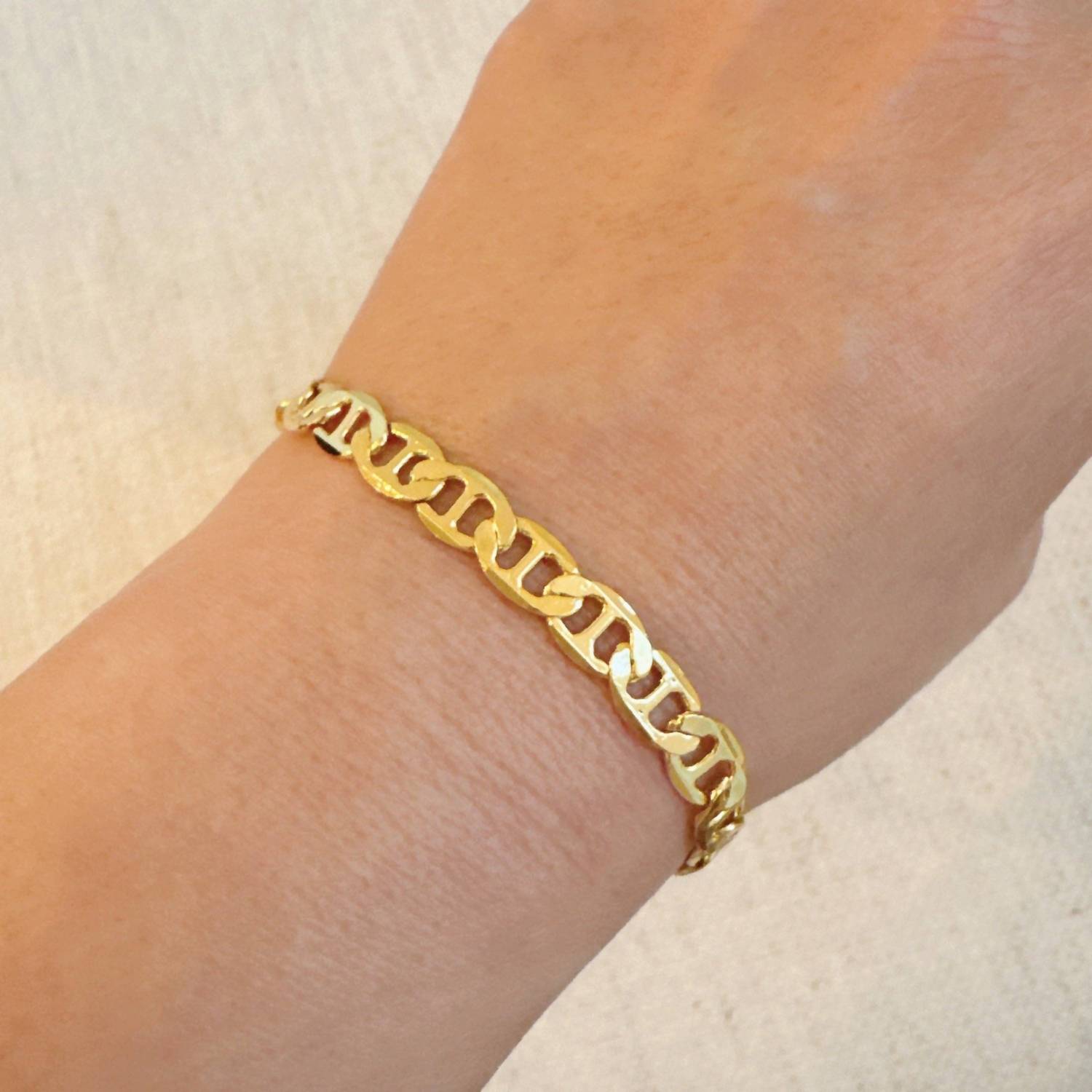 Ellison+Young Women's Horse Bit Linked Chain Bracelet in gold - women's jewelry - detail view
