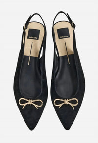 Dolce Vita Women's Obella Pointed Toe Flats in onyx suede - women's flats - detail view