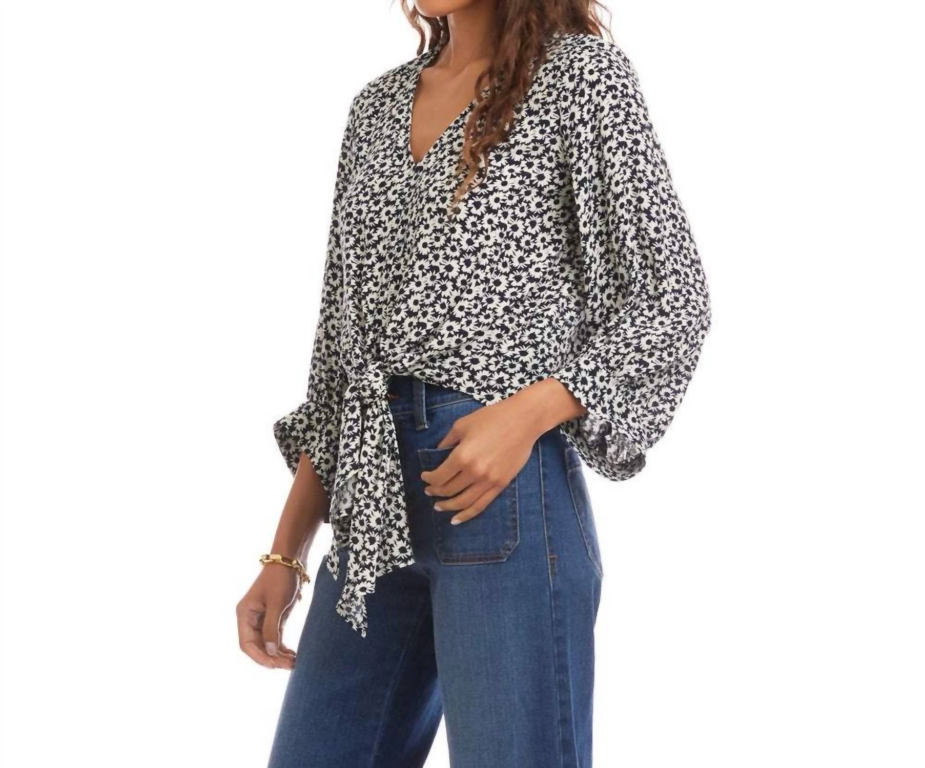 Karen Kane - Blouson Sleeve Tie-Front Top