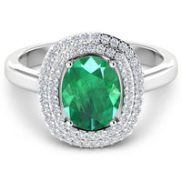 Diana M Jewels Women's Oval Natural Zambian Emerald Fashion Ring (1.93 Ct) - Classic in 14k white gold - women's jewelry