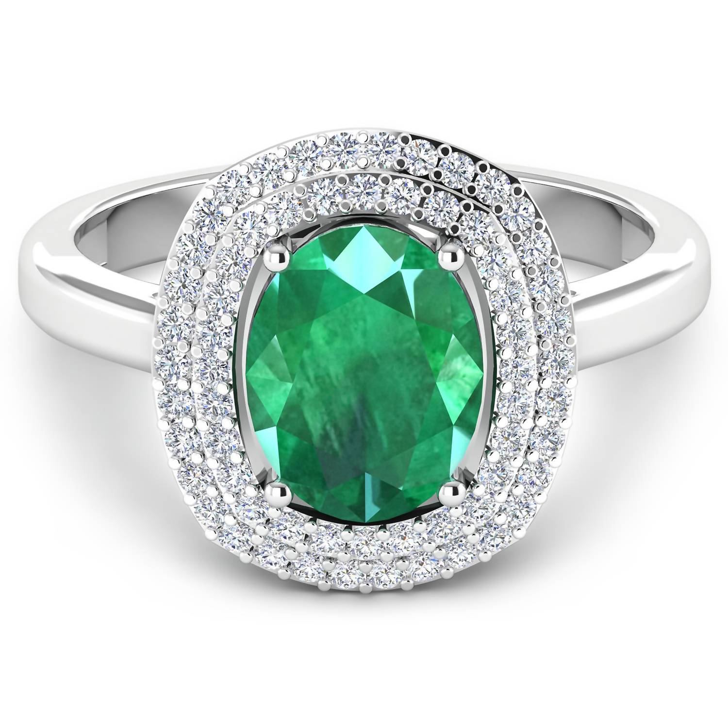 Diana M Jewels Women's Oval Natural Zambian Emerald Fashion Ring (1.93 Ct) - Classic in 14k white gold - women's jewelry