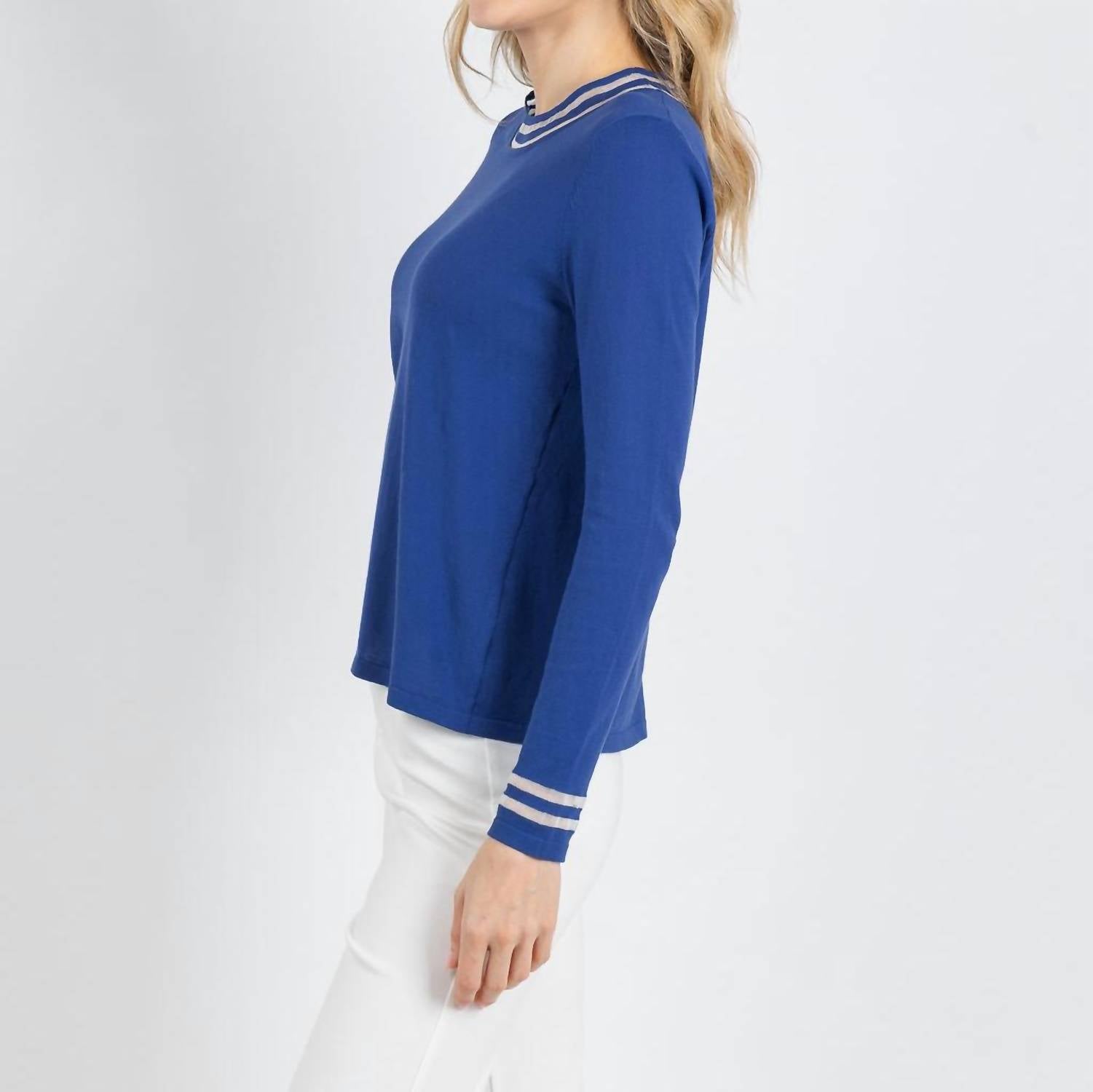 Peace Of Cloth - Sheer Stripe Long Sleeve Crew Top