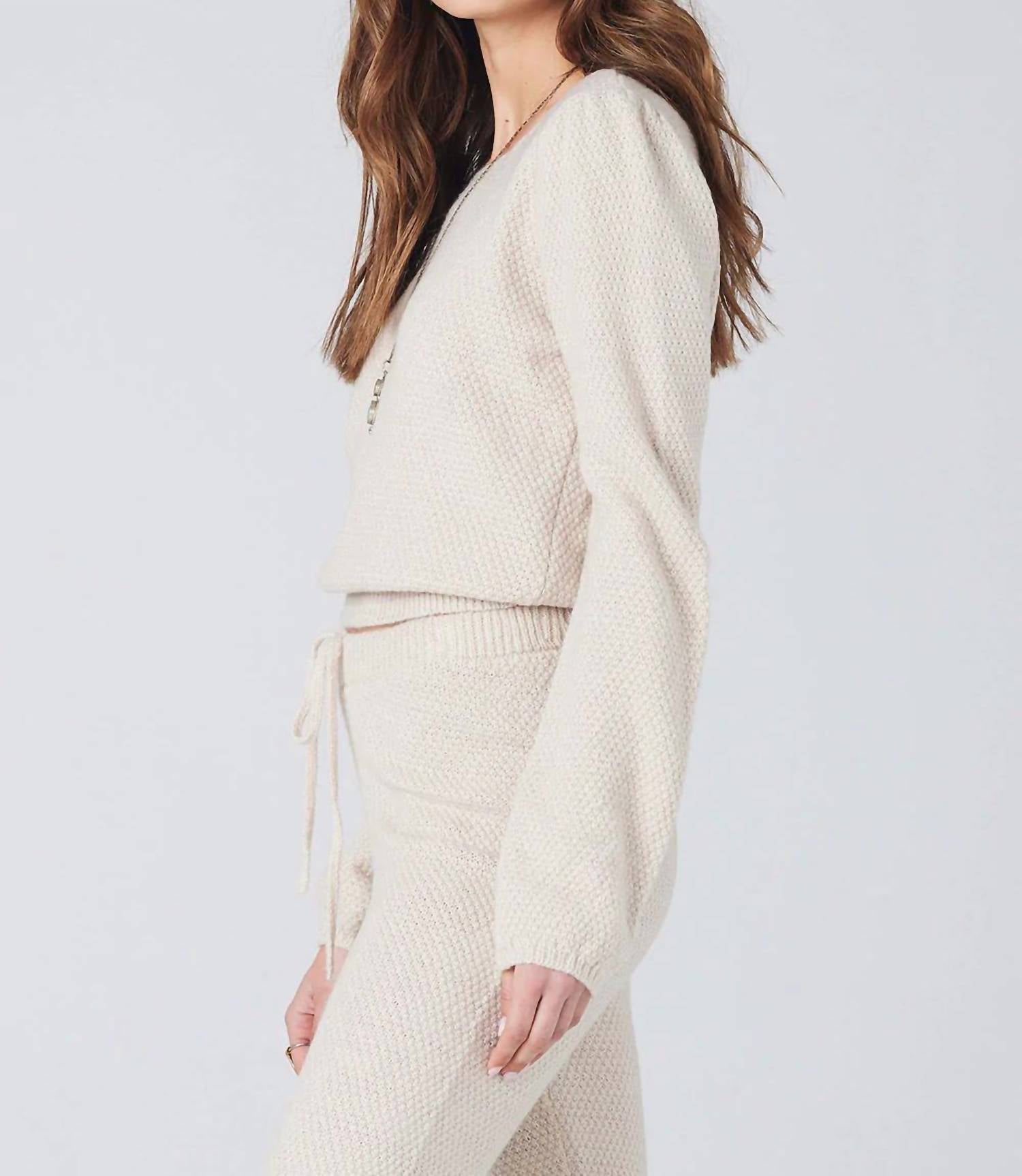 saltwater LUXE Gaines Sweater in cream - women's sweater - detail view
