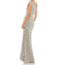Mac Duggal - Cowl Neckline Embellished Sequin Floral Dress