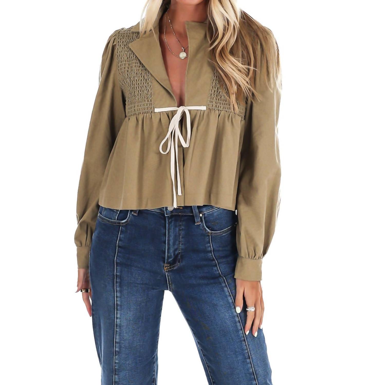 Idem Ditto - Autumn Leaves Tie Front Top
