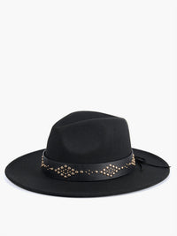 Glinda Grommet Trim Wide Brim Fedora Hat