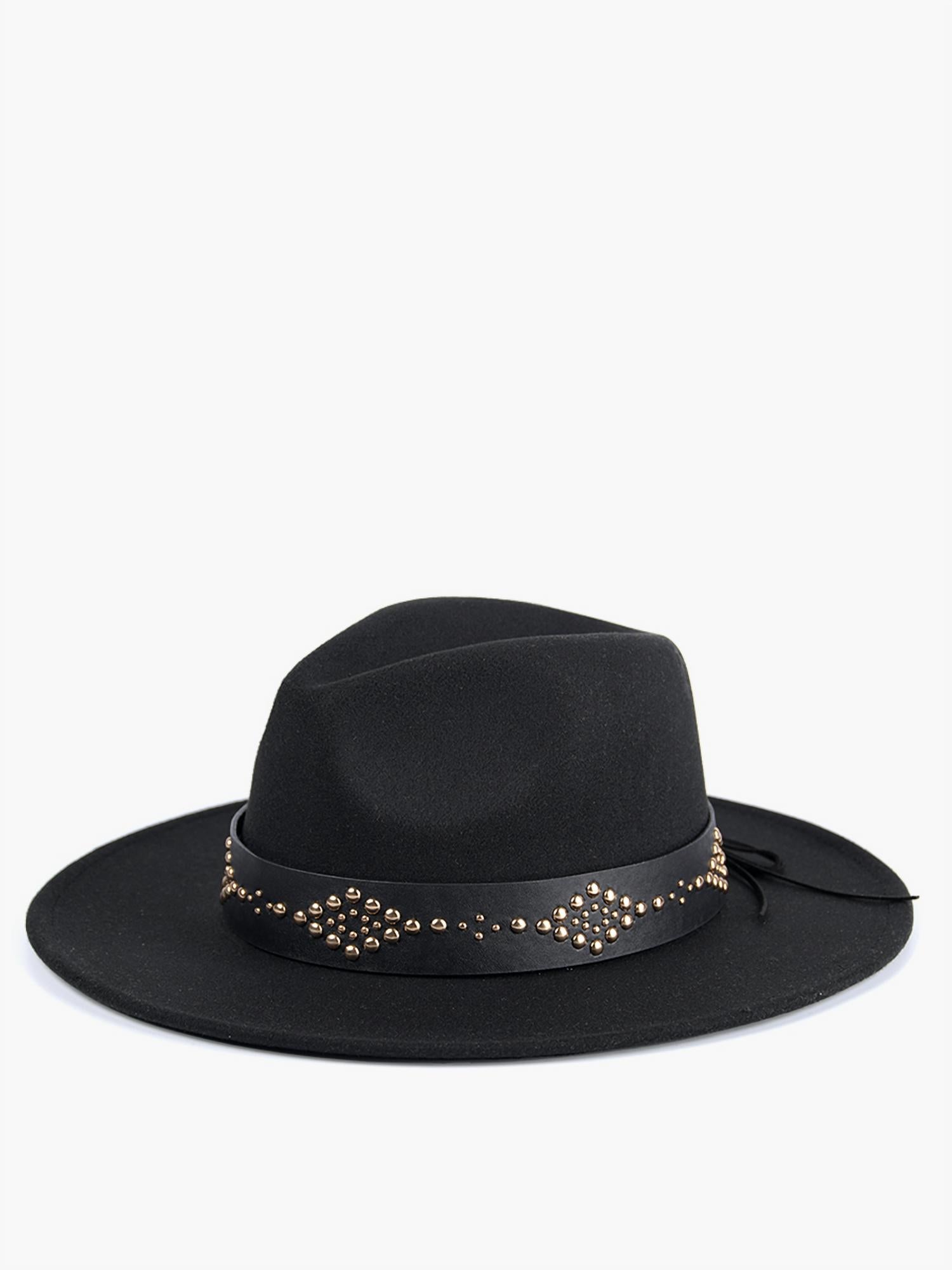 Glinda Grommet Trim Wide Brim Fedora Hat