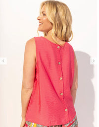 Escape Regatta Rayon Buttonback Top in punch - women's tank top - alternate view