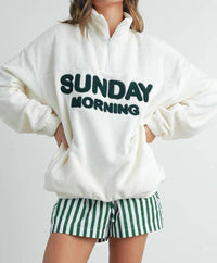 Buttermelon - Sunday Morning Half-zip Pullover Sweatshirt
