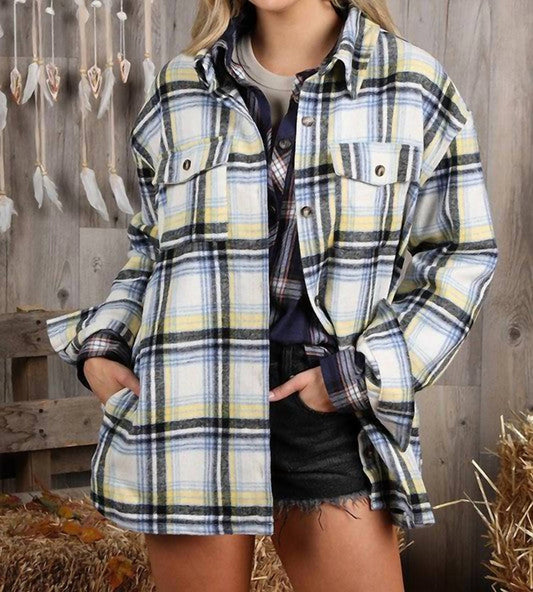 Ninexis - Women's Flannel Texture Shacket