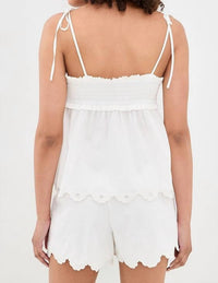 Moon River - Scallop Floral Embroidered Top