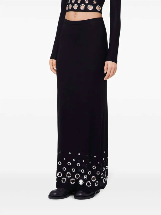 Rabanne - Eyelet Jersey Maxi Skirt