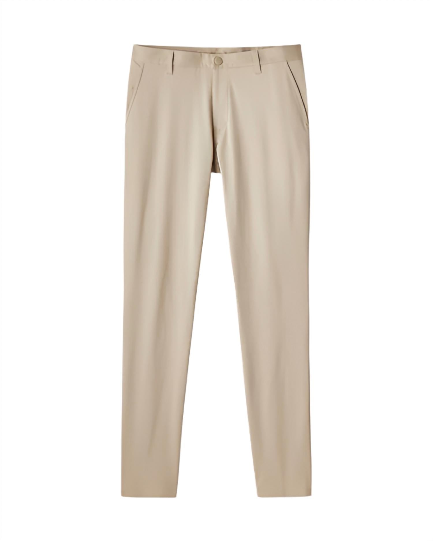 RHONE Commuter Slim Pants in khaki - men's pants - detail view