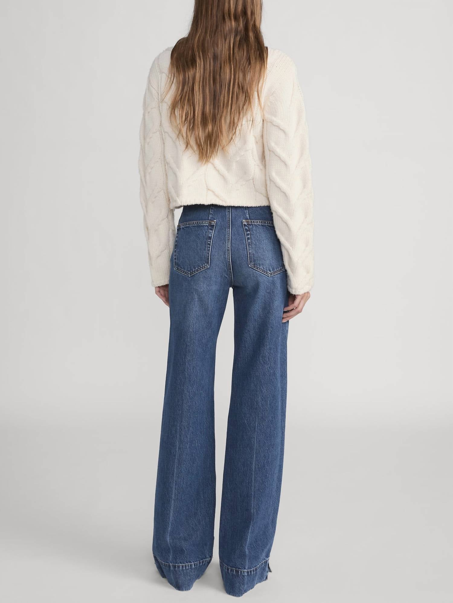 FRAME Slice High Rise Flare Jean in headliner - women's jeans - detail view