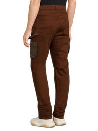Amiri Denim Leather Workman Pants in brown - men's jeans - detail view