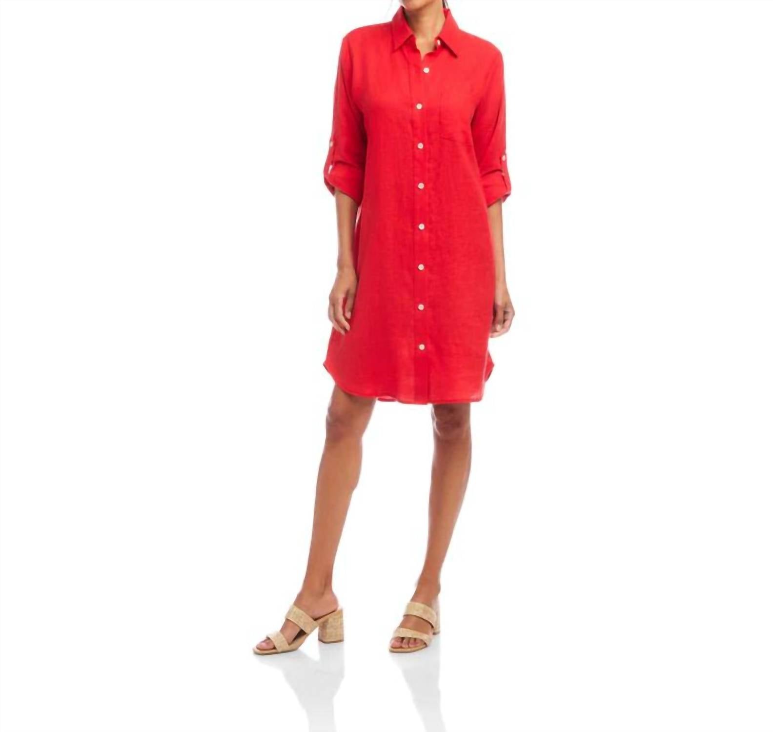 Karen Kane - Rio Roll Tab Linen Dress
