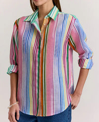 Hinson Wu Halsey Long Sleeve Shirt Top in multi - women's long sleeve top - detail view