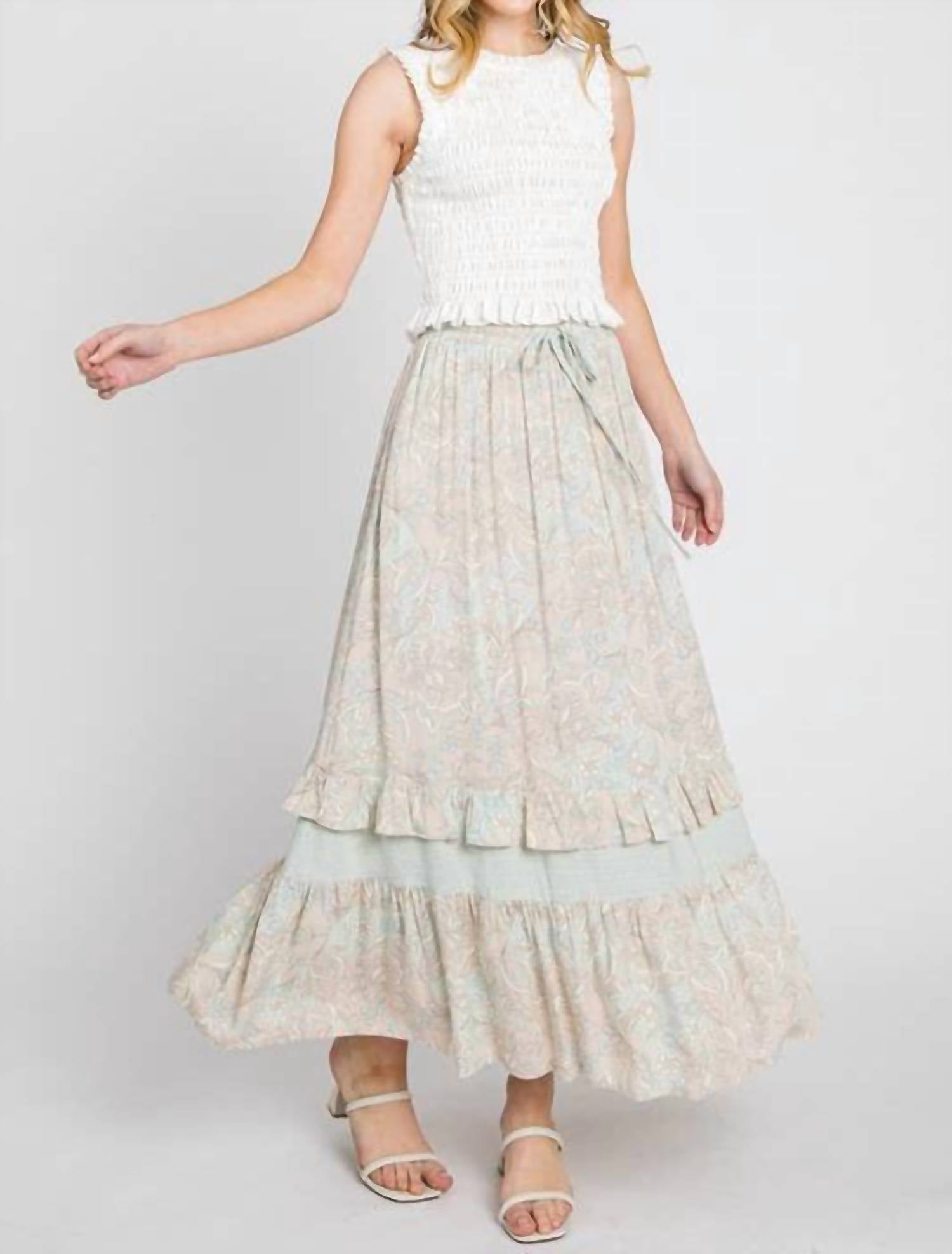 Calista - Paisley Ruffle Maxi Skirt
