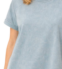 Zenana - French Terry Acid Washed T Shirt