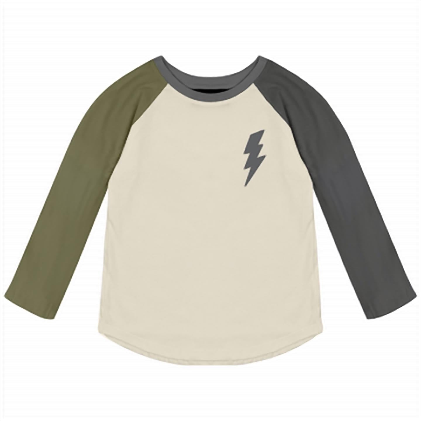 TINY WHALES Kid's Long Sleeve Bolt Tee in beige - kids' long sleeve top