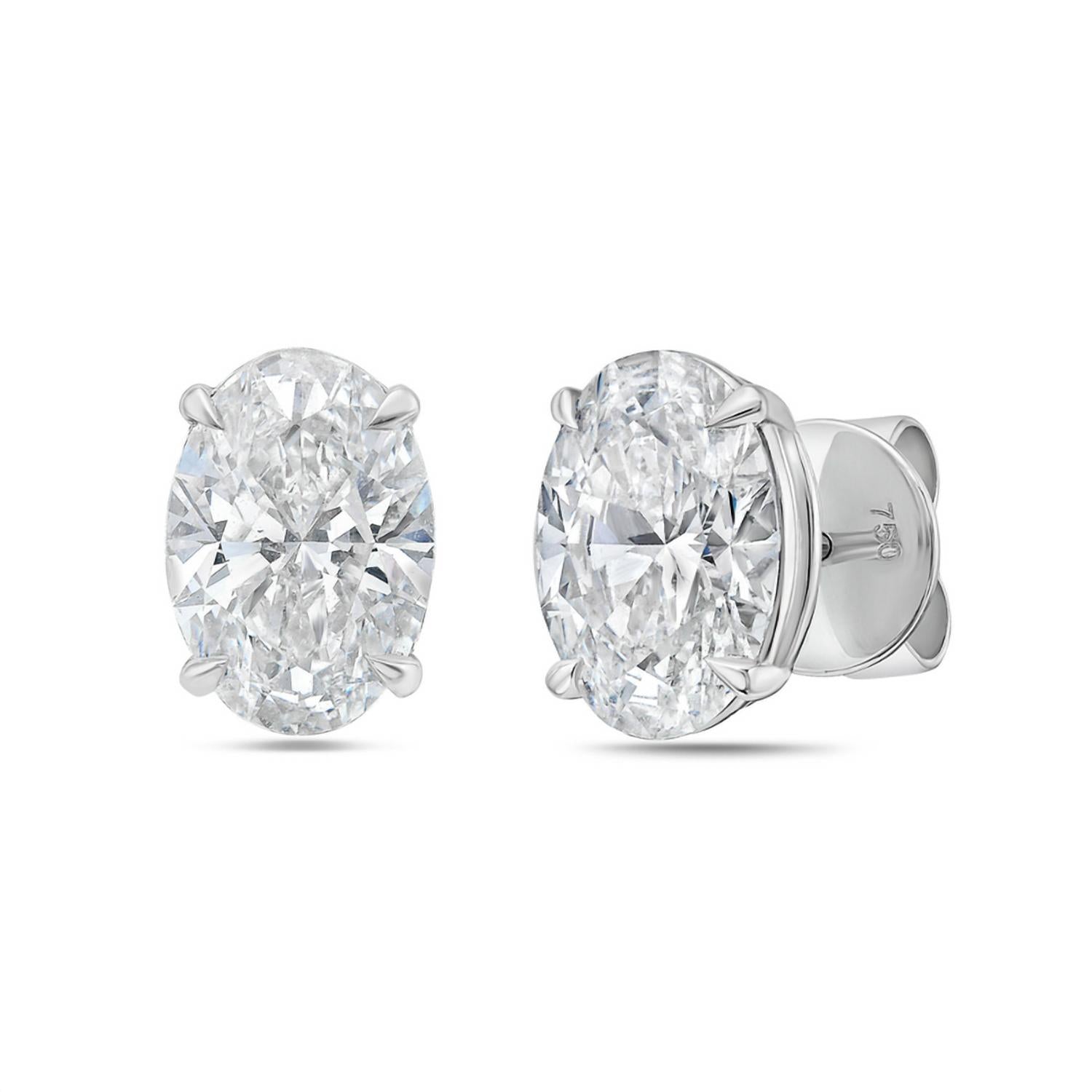 Diana M Jewels - 3.00 Cts Lab Grown Oval Cut Stud Earrings