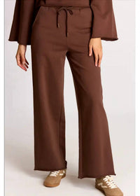 Before You French Terry Wide Leg Elastic Waist Pant in brown - women's pants
