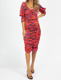 Shampoo - Ruched Floral Midi Dress