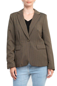 Danillo - Notched Collar One Button Long Sleeve Solid Gabardine Blazer