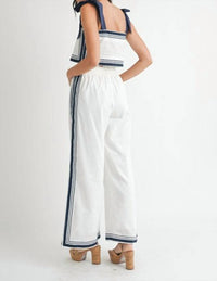Mable - Chevron Linen Pants
