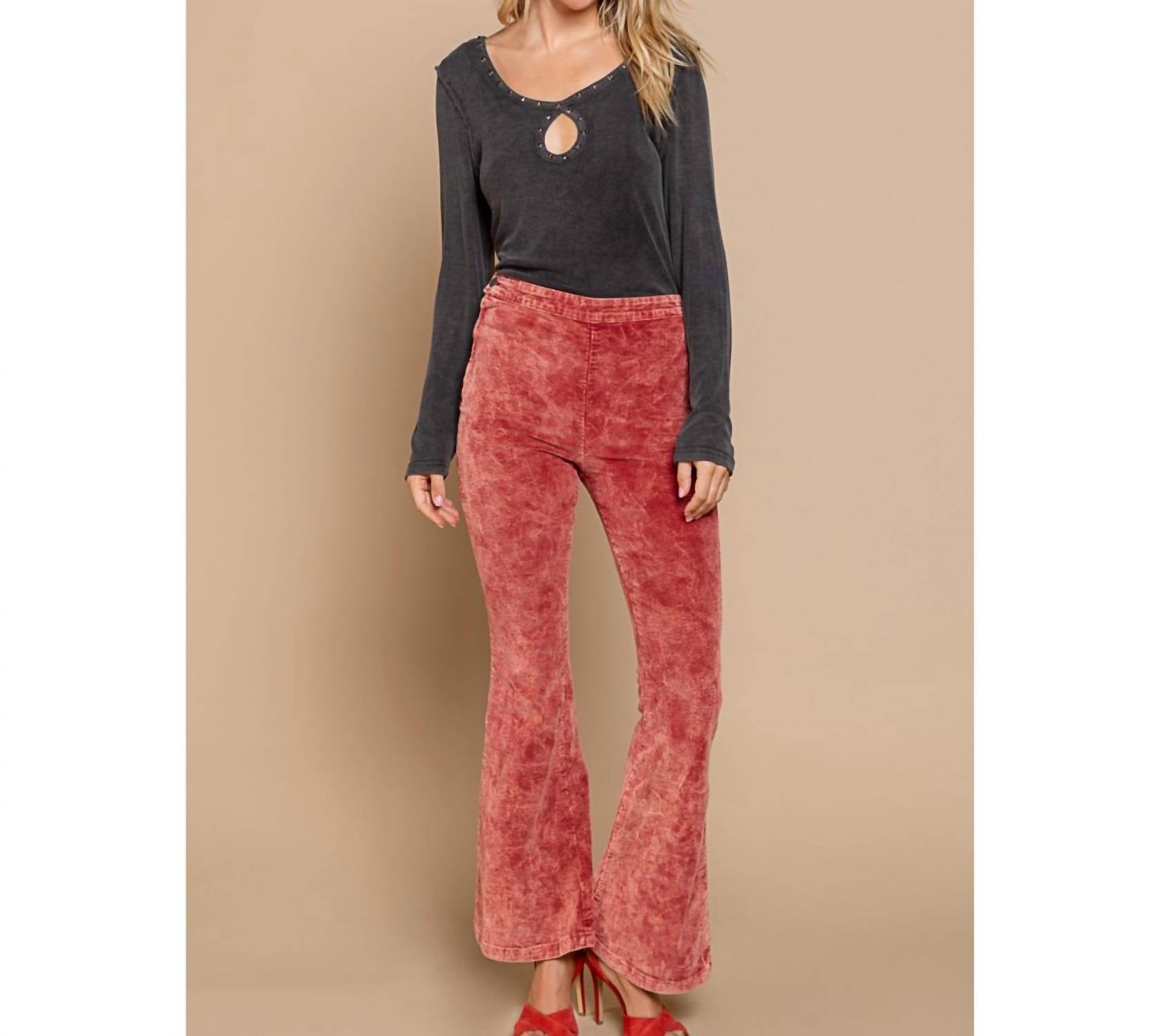 POL Bootcut Corduroy Pants in coral - women's pants