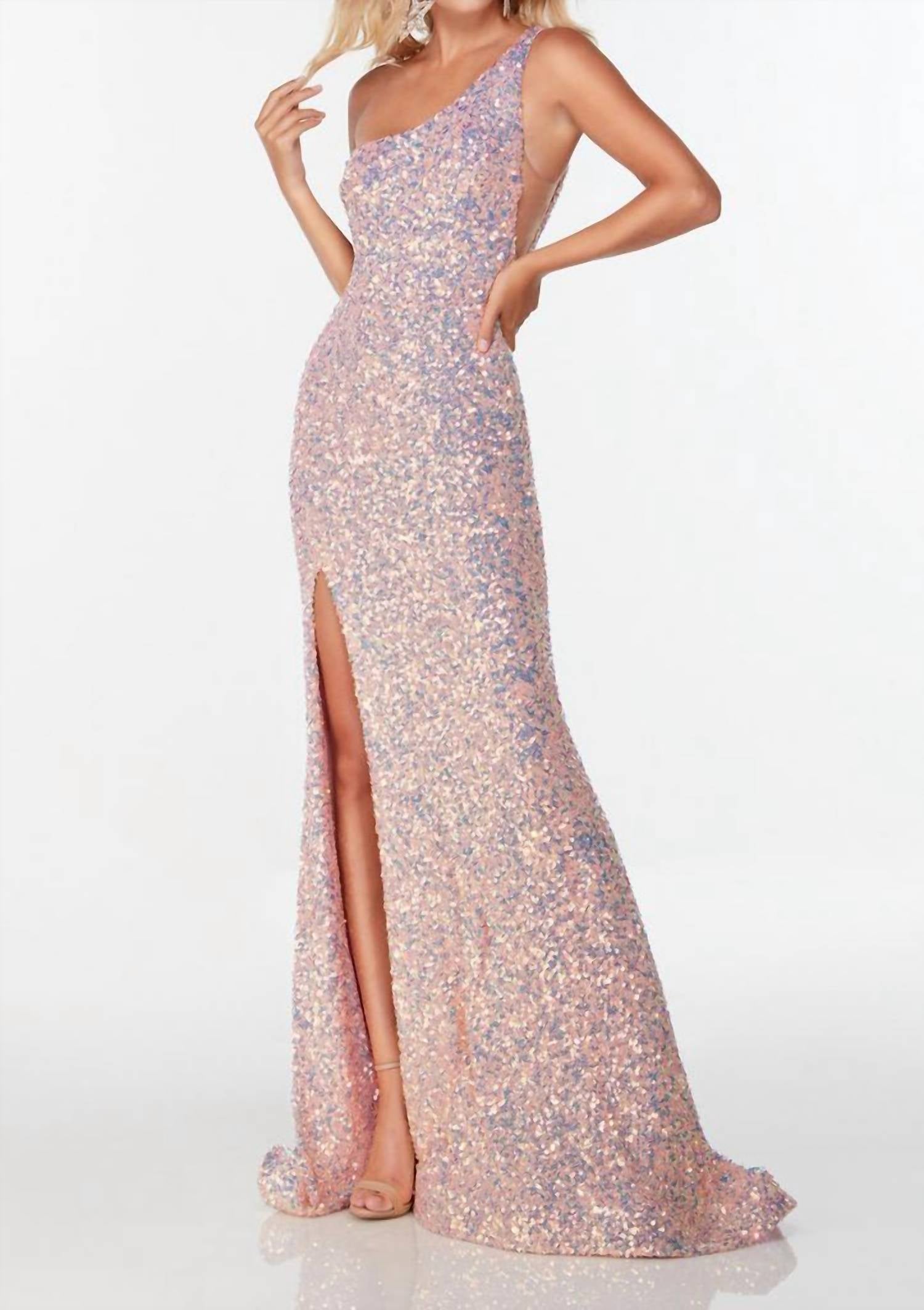 ALYCE PARIS One Shoulder Sequin Prom Dress in vintage opal - women's dress
