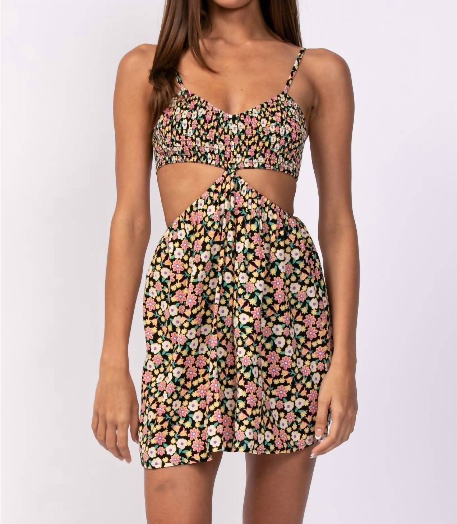 Sky To Moon - Smocked Top Ribcage Cutout Dress Snagged & Bagged Sky To Moon - Smocked Top Ribcage Cutout Dress Snagged & Bagged