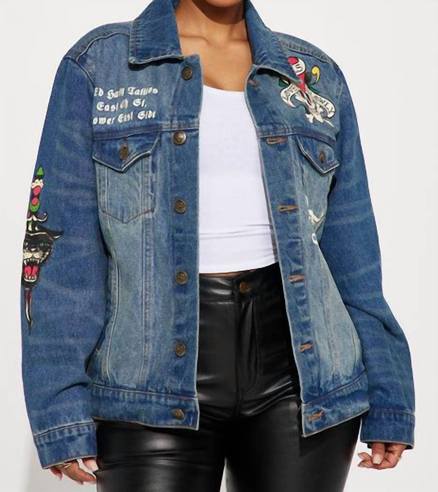 Ed Hardy - Flame Skull Denim Jacket