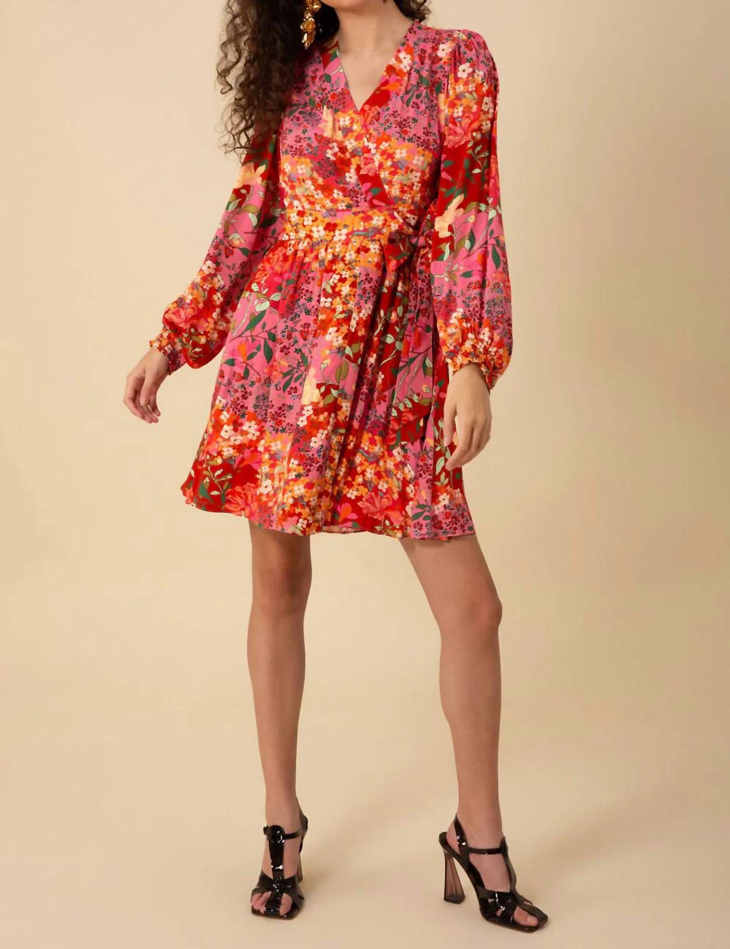 HALE BOB maren wrap dress in pink red - women's dress