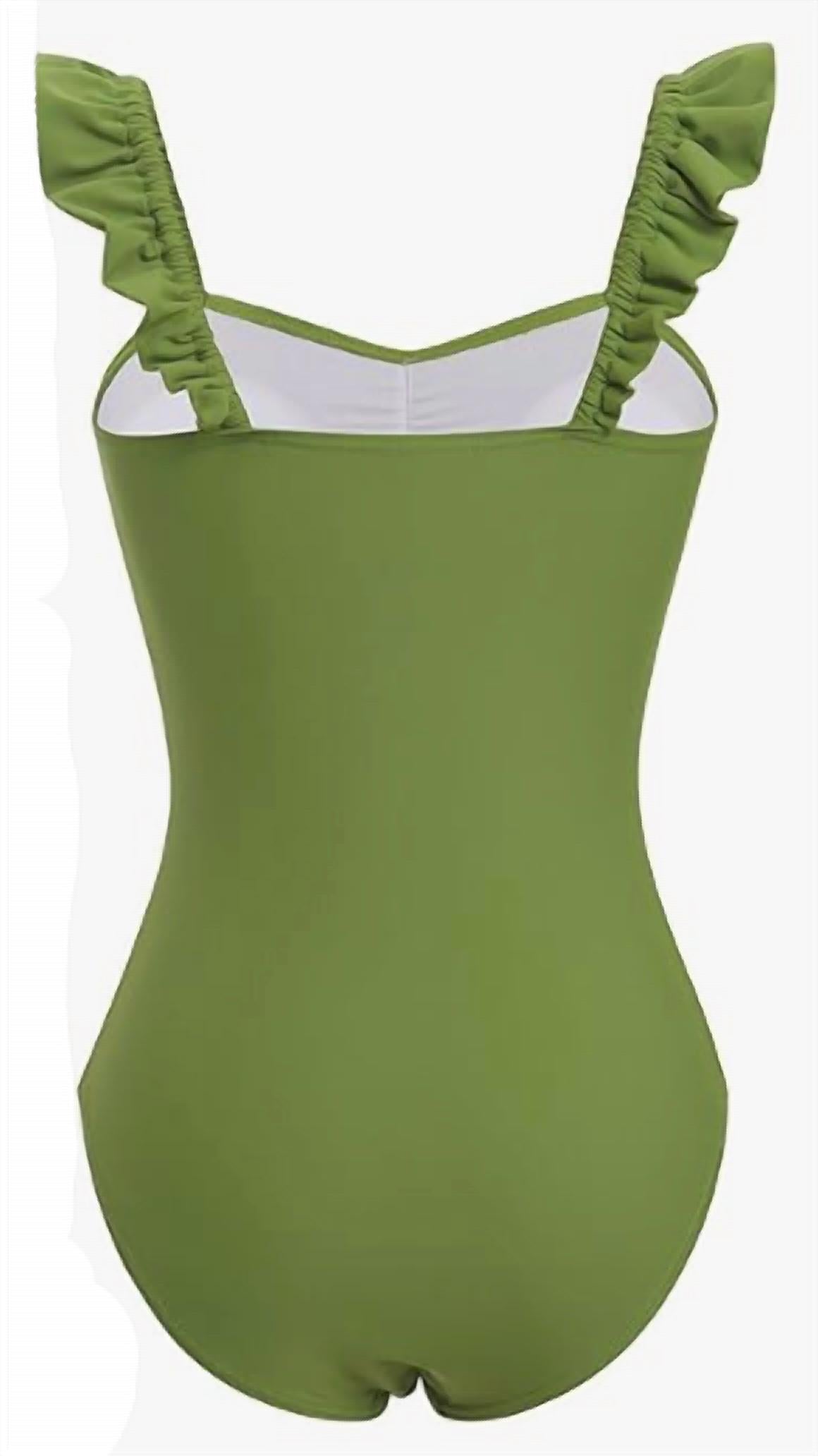 Sweetkama - Ladies Ruffle One Piece Swimwear With Skirt Cover