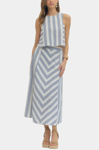 Entro - Nantucket Striped Sleeveless Top And Midi Skirt Set
