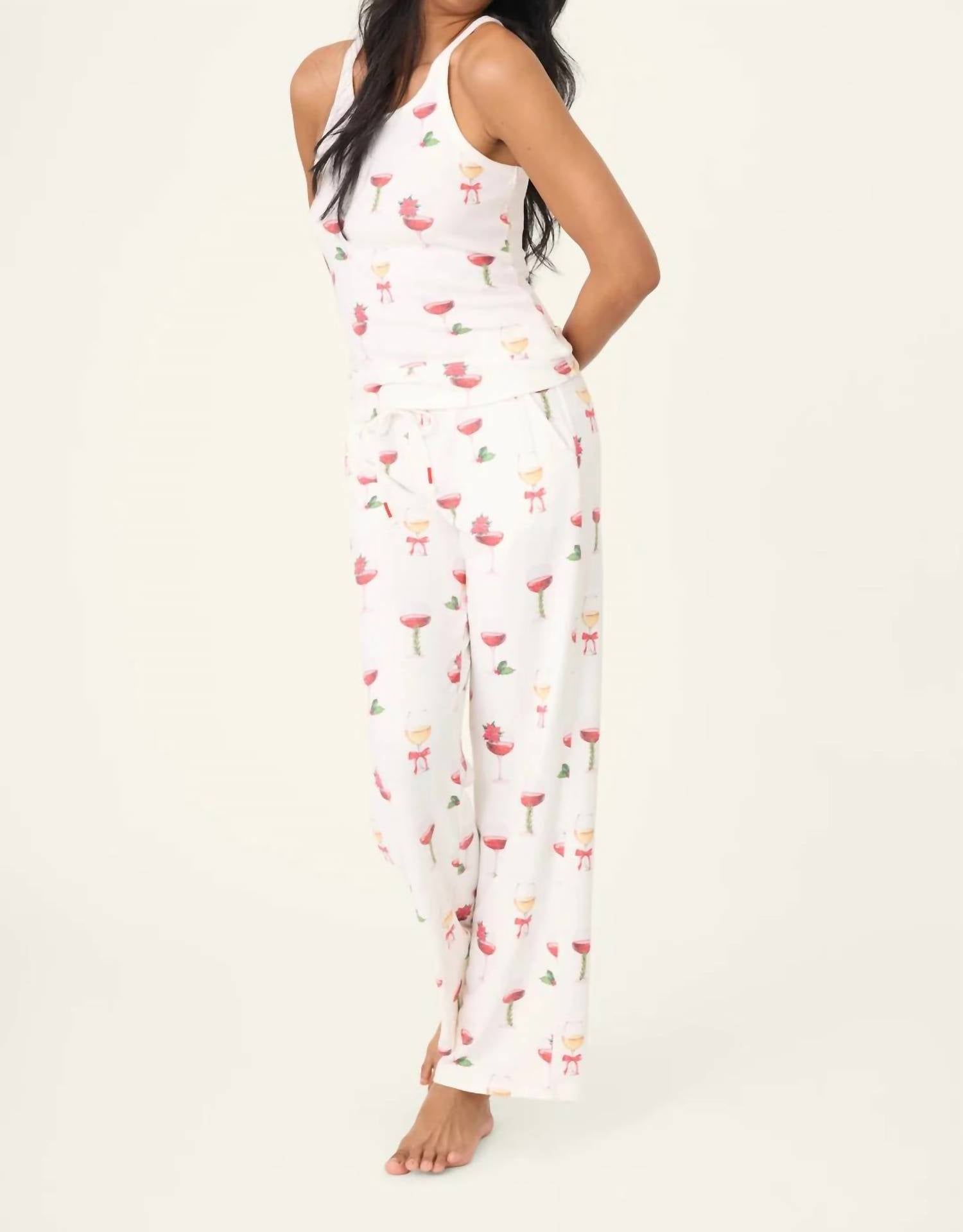 Pj Salvage - Let's Get Toasty Holiday Wine Print Tank Top
