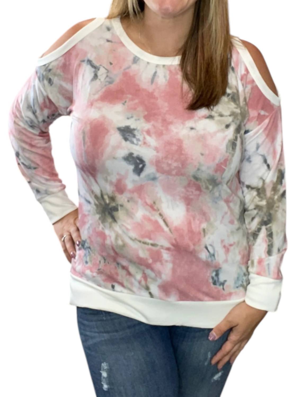 Honeyme - French Terry Cold Shoulder Top