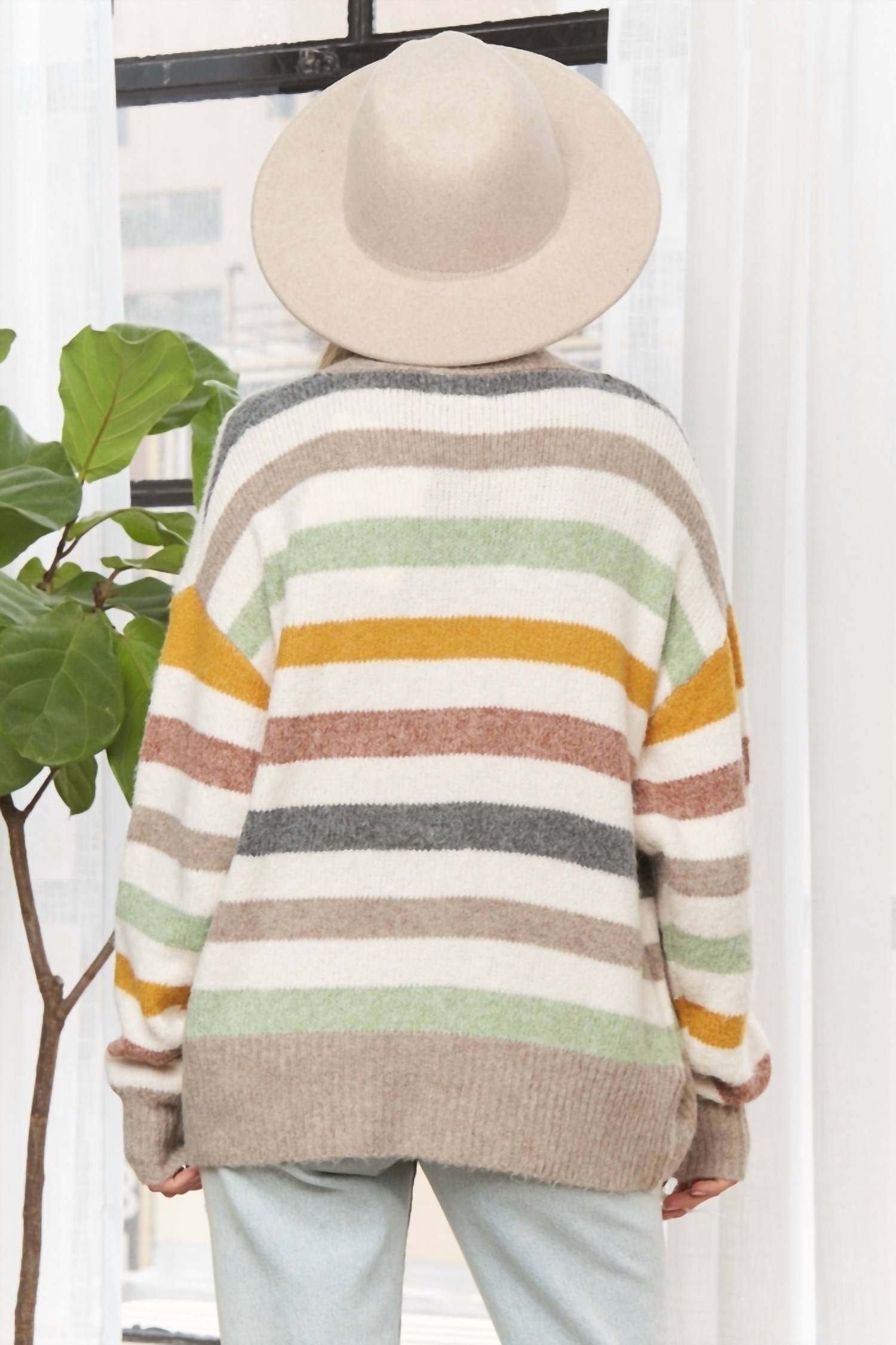 Madelyn - Striped V-neck Cardigan Sweater