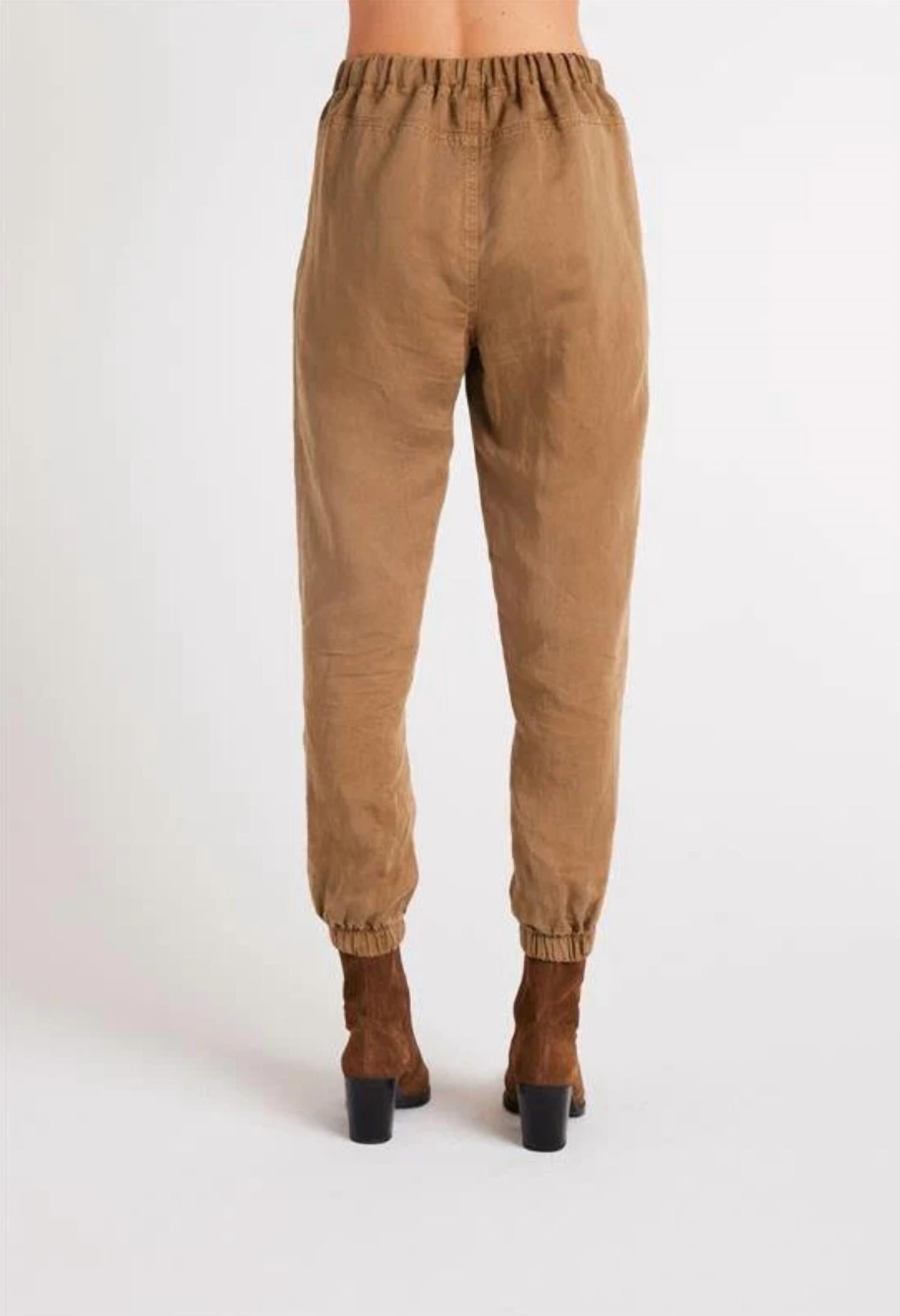 Bella Dahl Luna Pleat Front Jogger Pants in topaz brown - women's pants - alternate view