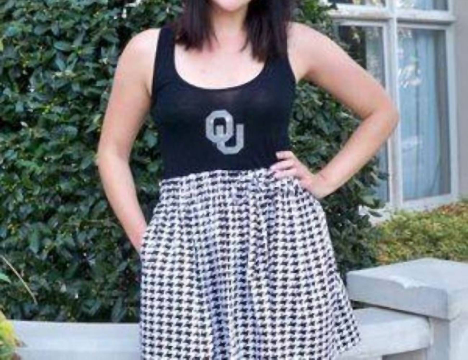 Gameday Couture - University of Oklahoma Logo Houndstooth Tank Dress