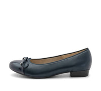 Ara Women's Belinda Bow Ballet Flat in navy nappa with navy patent - women's flats - detail view