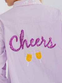 Fantastic Fawn - Cheers Sequin Patch Poplin Shirt