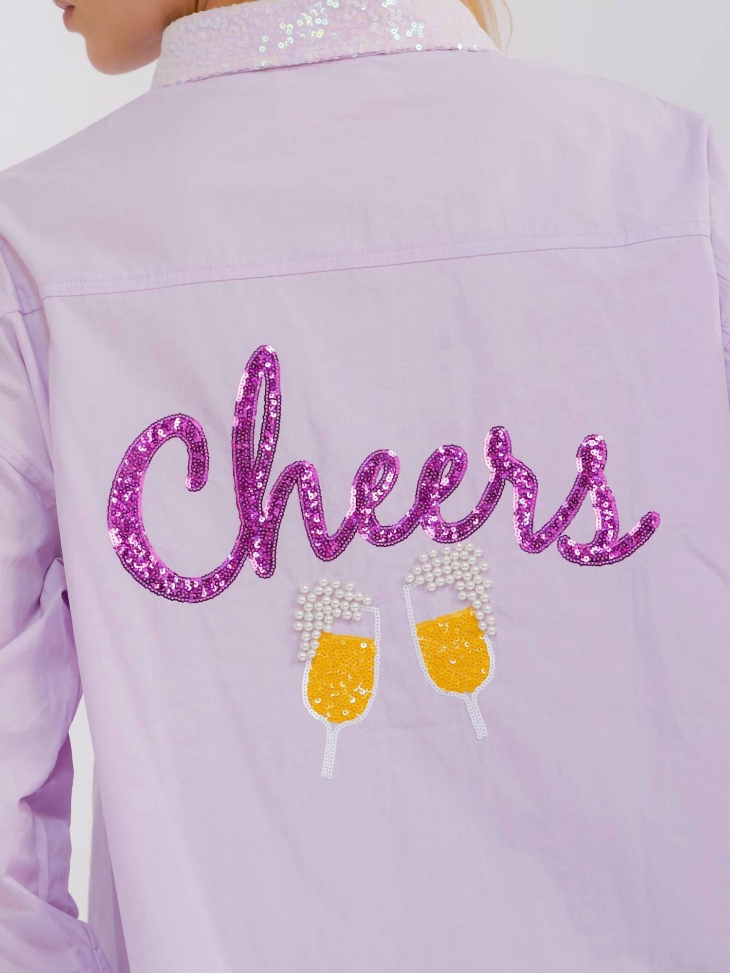 Fantastic Fawn - Cheers Sequin Patch Poplin Shirt