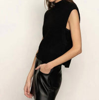 Sanctuary City Sweater Vest in black - women's jacket - detail view